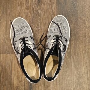 Clarks Black and White Knit Lace-Up Sneakers